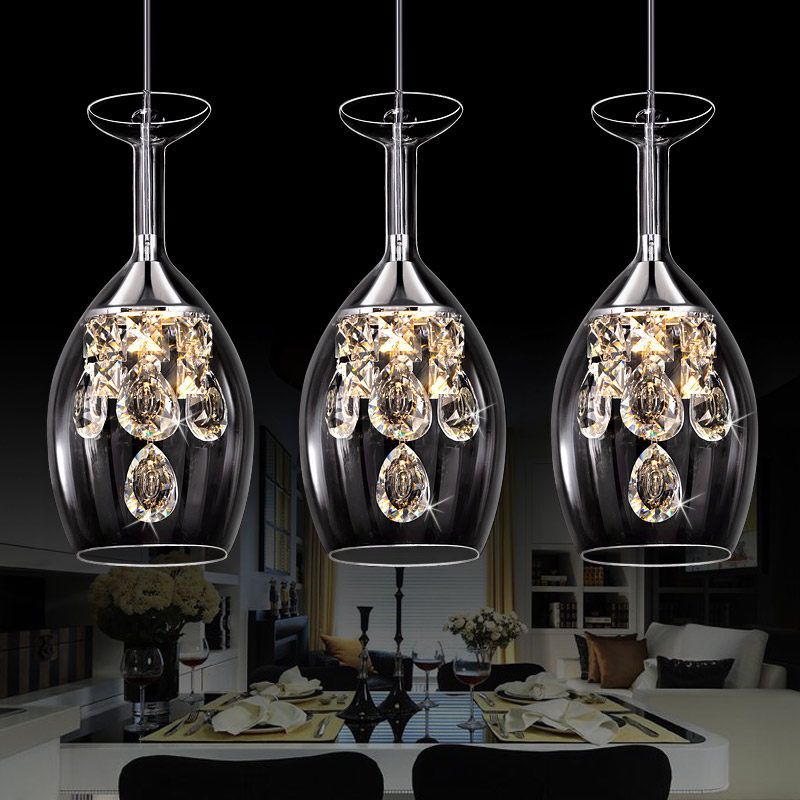 Clear Crystal Pendant Light, Wine Glass Shape Hanging Ceiling Lamp with Adjustable Cord for Dining Room, Kitchen Island & Bedroom | Lonoma
