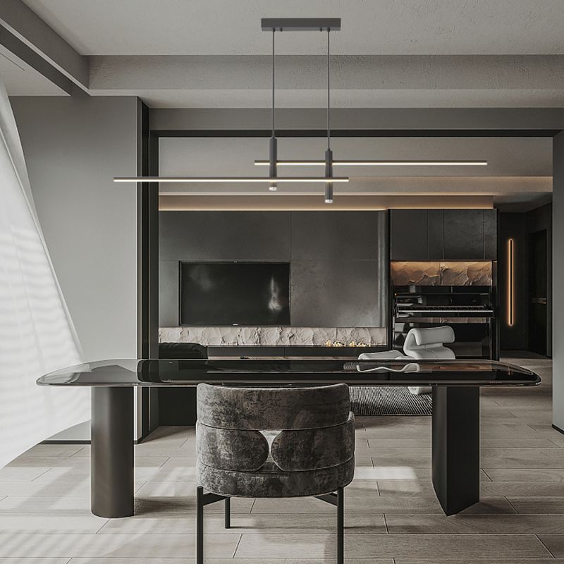 Contemporary Metal Spotlight Chandelier for Dining Tables – Adjustable Linear Design in Sleek Finishes for Kitchen Islands and Living Spaces | Lonoma