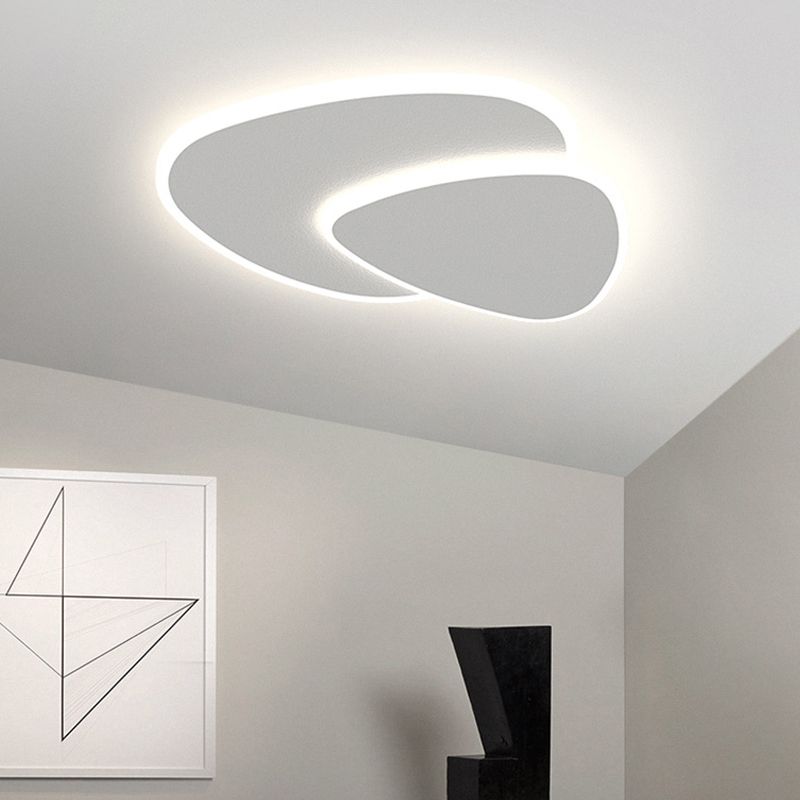 Modern Geometric Flush Mount LED Ceiling Light White Oval Double Layer for Bedroom Living Room Hallway | Lonoma
