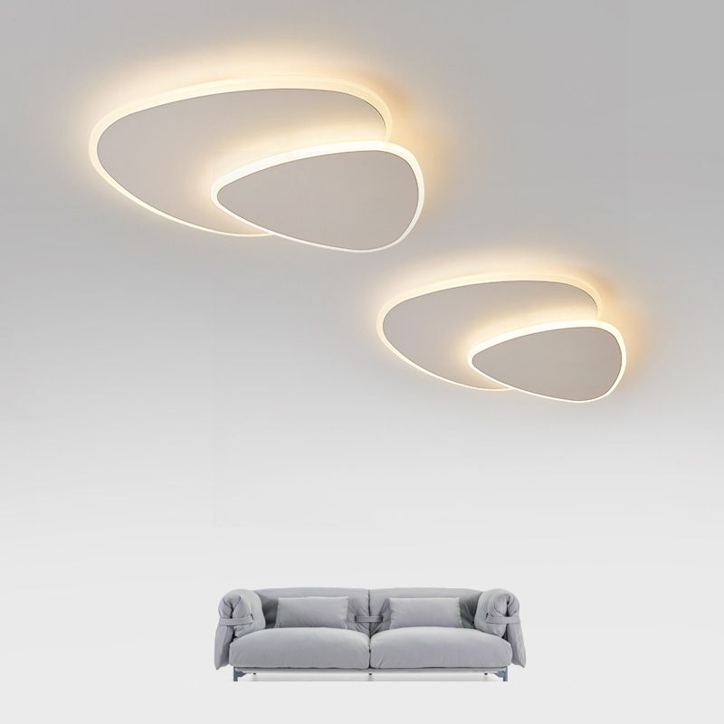 Modern Geometric Flush Mount LED Ceiling Light White Oval Double Layer for Bedroom Living Room Hallway | Lonoma