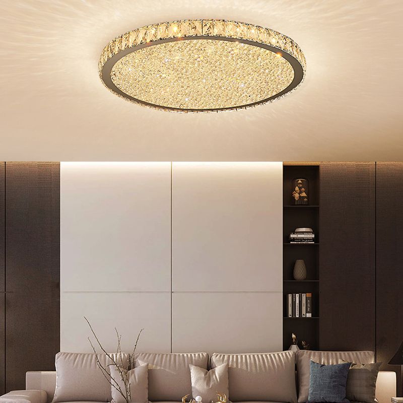 Semi-Flush Mount Crystal Ceiling Light Fixture | Modern Glamorous Overhead Lighting for Bedroom Hallway Entryway Dining Room | Gold Metal | Lonoma