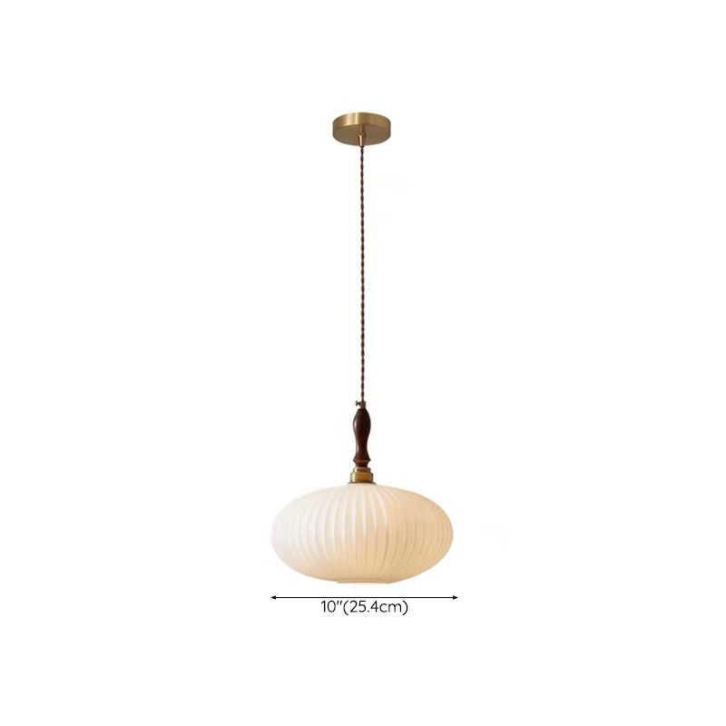 Suspension Cloche Verre Blanc Laiteux et Bois de Noyer 25 cm Éclairage Doux Salle à Manger Cuisine Salon | Koossa