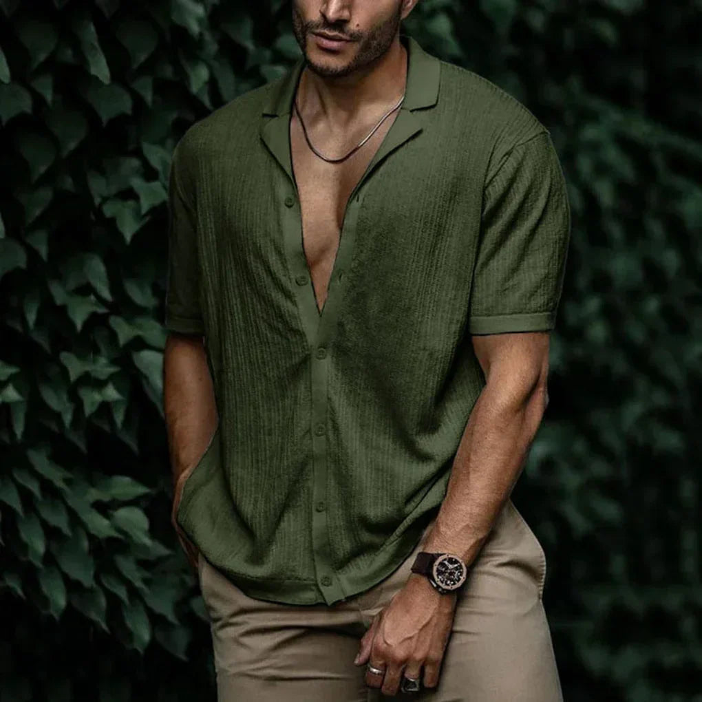 Men's Button-Front Summer Shirt — Lightweight Relaxed Fit Shirt for Casual Wear & Warm Weather | Koossa