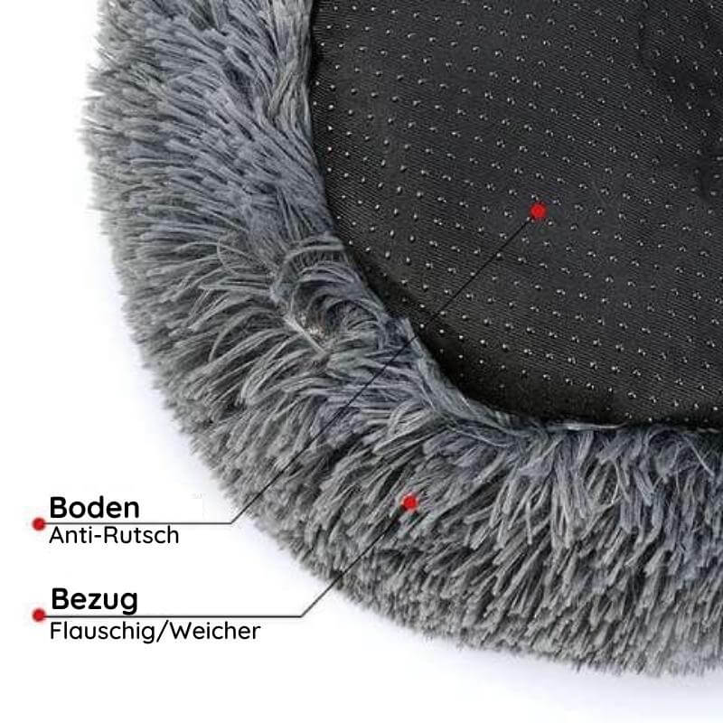 Dog Bed Calming Donut Plush Round Cushion Washable Anti-Slip XS S M L XL XXL Puppy Cat Pet Sleeping Mat | Koossa
