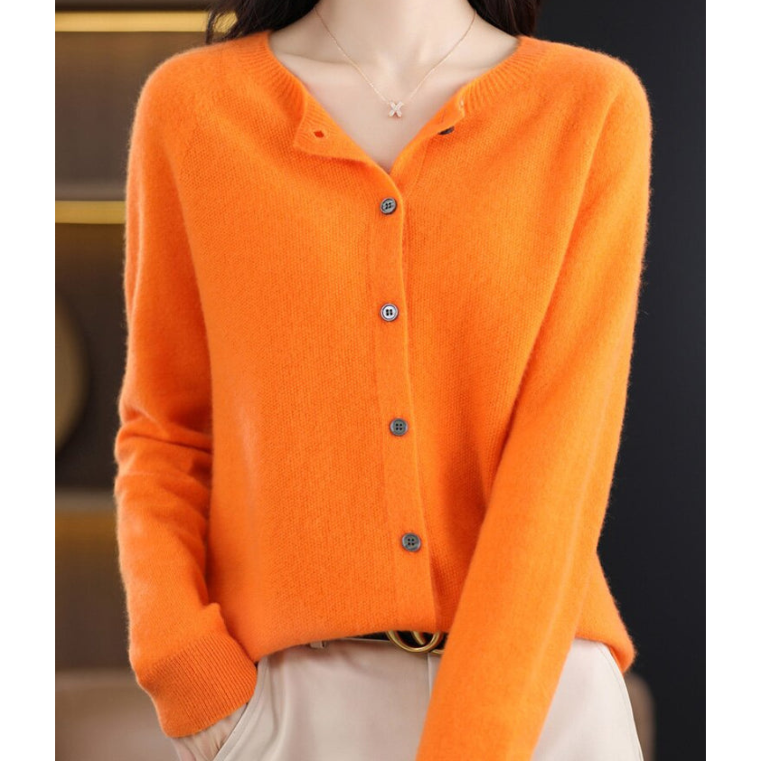 Women's Round Neck Cardigan — Classic Button-Front Knitwear for Layering & Everyday Elegance | Koossa