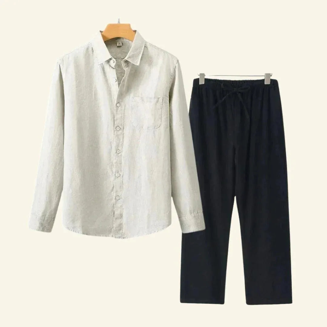 Men's Short-Sleeved Shirt and Trousers Separates Set — Classic Coordinates for Smart Casual Occasions | Koossa