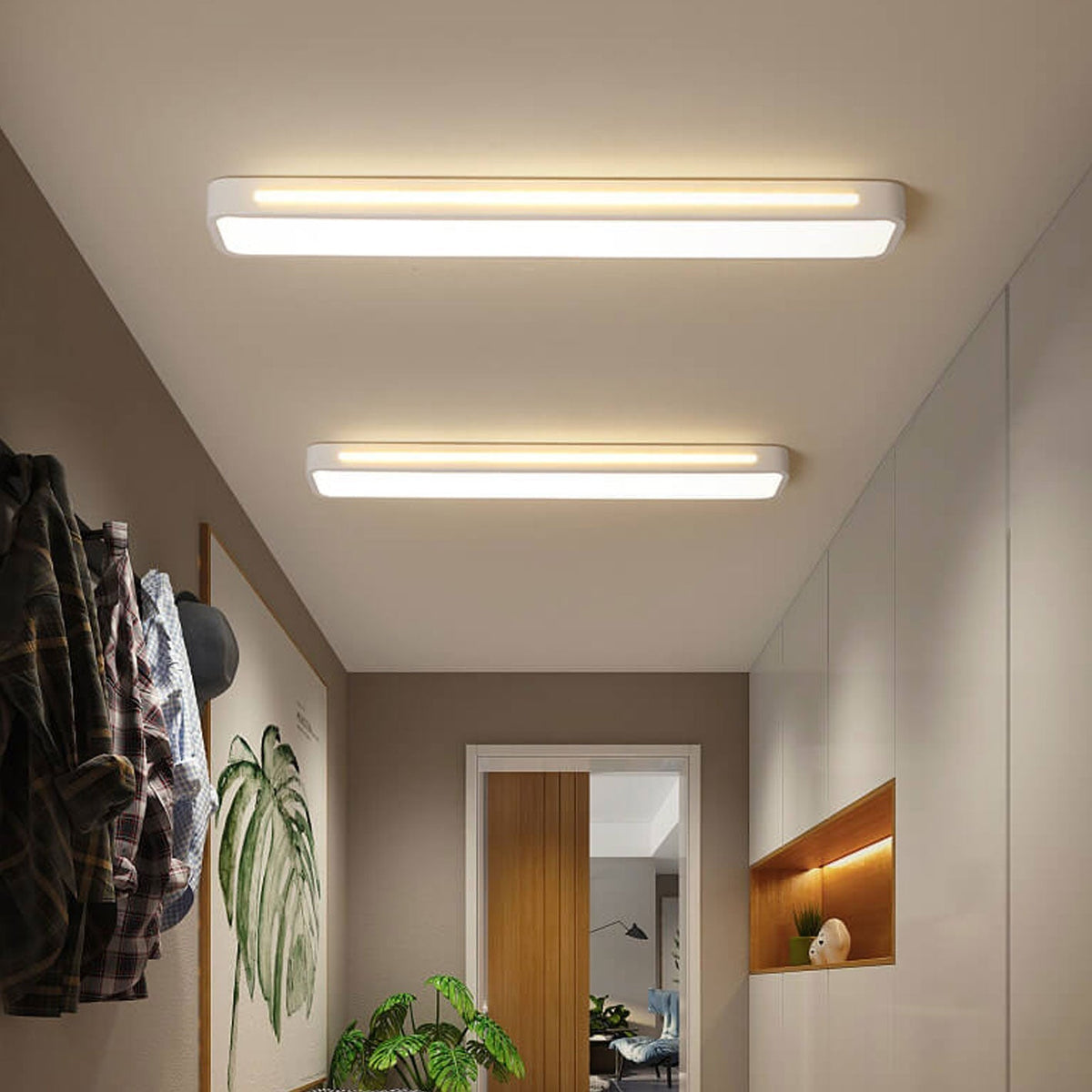 Low-Profile LED Flush Mount Ceiling Light, 19-31 in Black or White Acrylic, Modern Hardwired Fixture for Bedroom, Hallway & Entryway | Lonoma