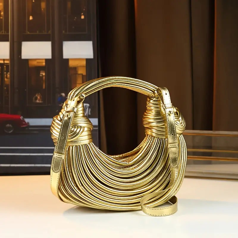 Sculptural Metallic Evening Bag with Detachable Strap in Six Lustrous Finishes | Koossa