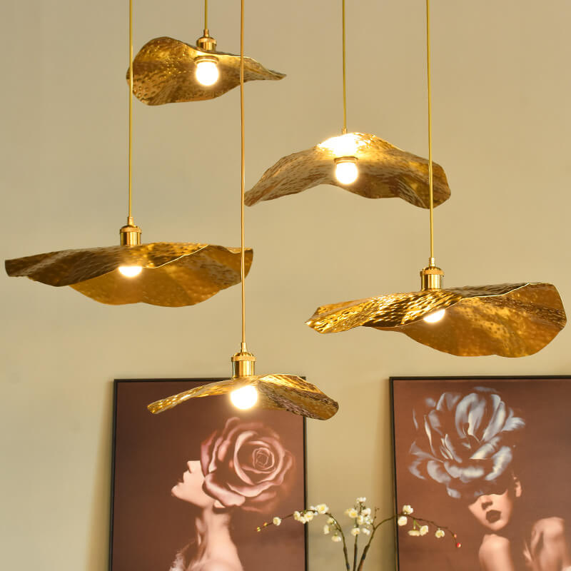 Gold Bronze Metal Pendant Light with Adjustable Cord, E26 Socket Hanging Ceiling Fixture for Dining Room, Kitchen Island, Bar & Café | Lonoma