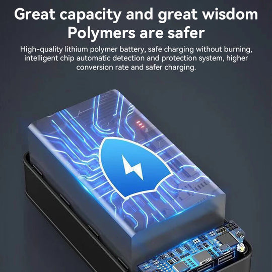 Batterie externe 100 000 mAh charge rapide USB-A USB-C voyage camping randonnée urgence noir compacte portable | Koossa