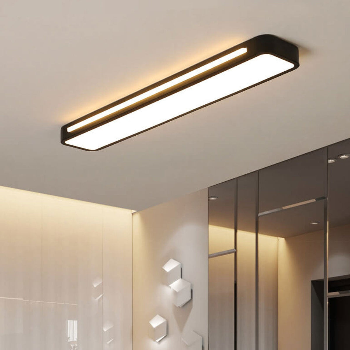 Low-Profile LED Flush Mount Ceiling Light, 19-31 in Black or White Acrylic, Modern Hardwired Fixture for Bedroom, Hallway & Entryway | Lonoma