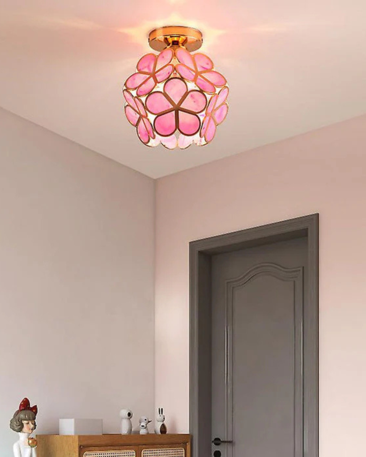 Flower Ceiling Light Flush Mount 8-Inch Gold & Acrylic LED Fixture for Bedroom Hallway Living Room Entry Modern Floral Design | Lonoma