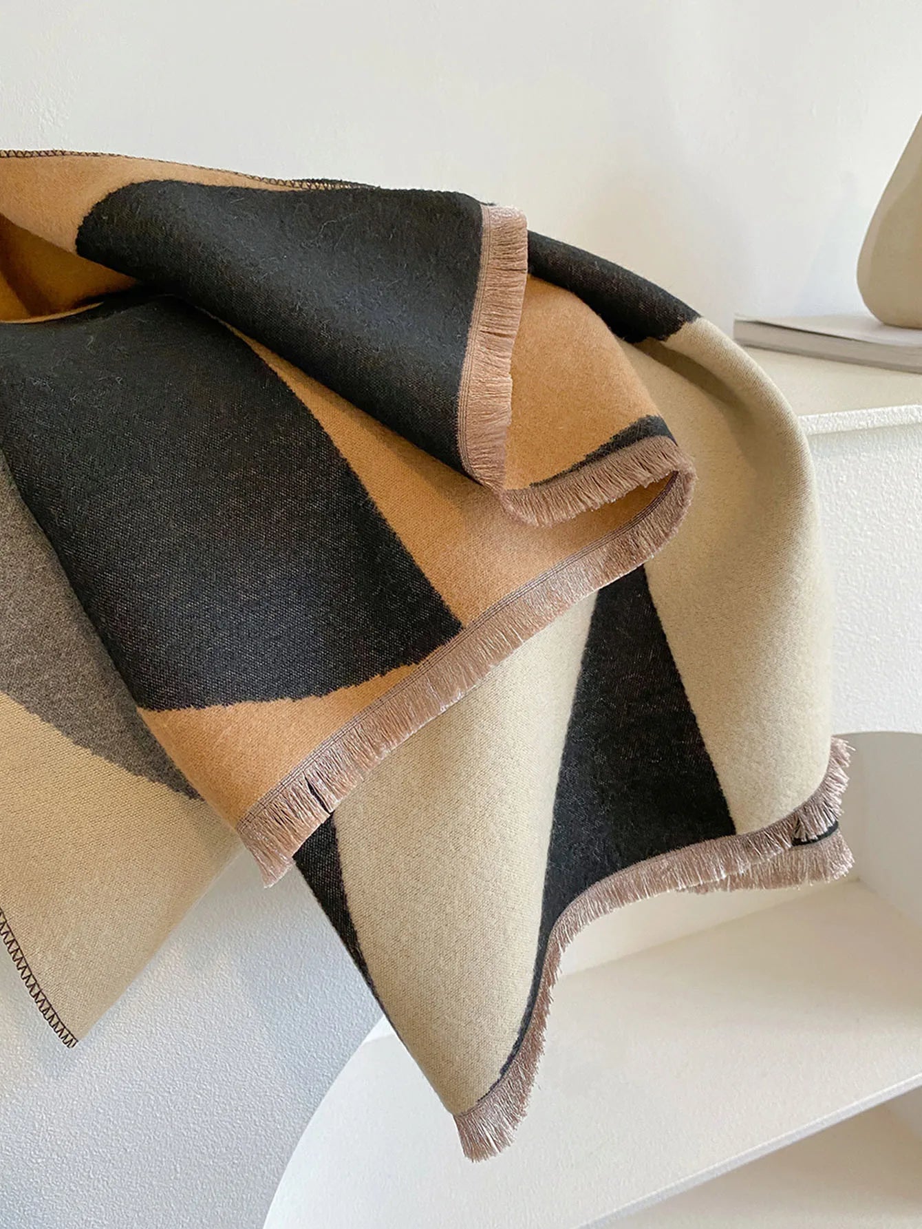 Women's Reversible Pure Wool Scarf — Elegant Winter Scarf for Cold Weather & Festive Occasions | Koossa