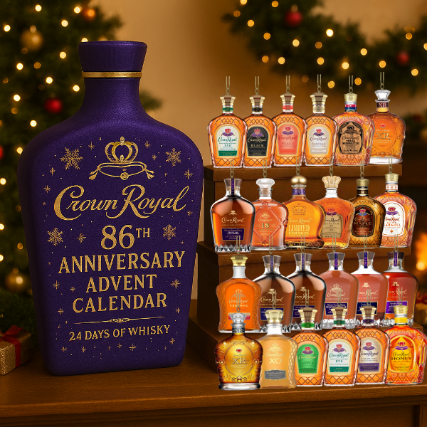 Holiday Countdown Display Set with 24 Decorative Miniature Ornaments — Classic Whiskey-Inspired Advent Calendar for Christmas Decor & | Lonoma