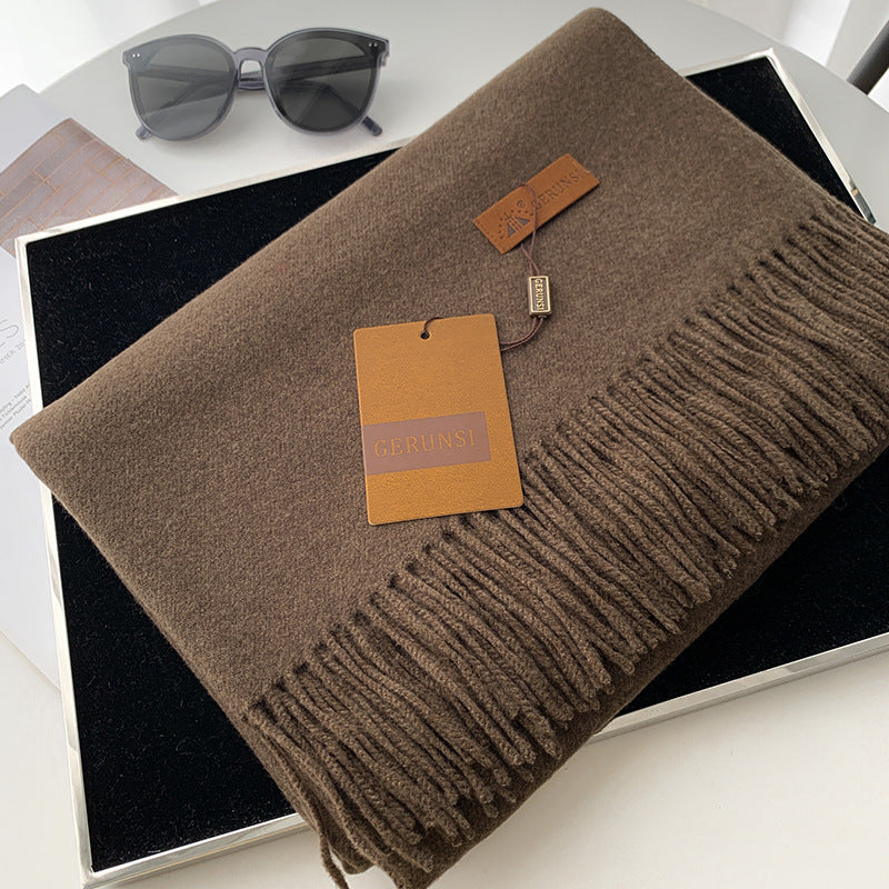Women's Pure Wool Scarf — Elegant Winter Scarf with Fringe Detail for Cold Weather & Formal Occasions | Koossa