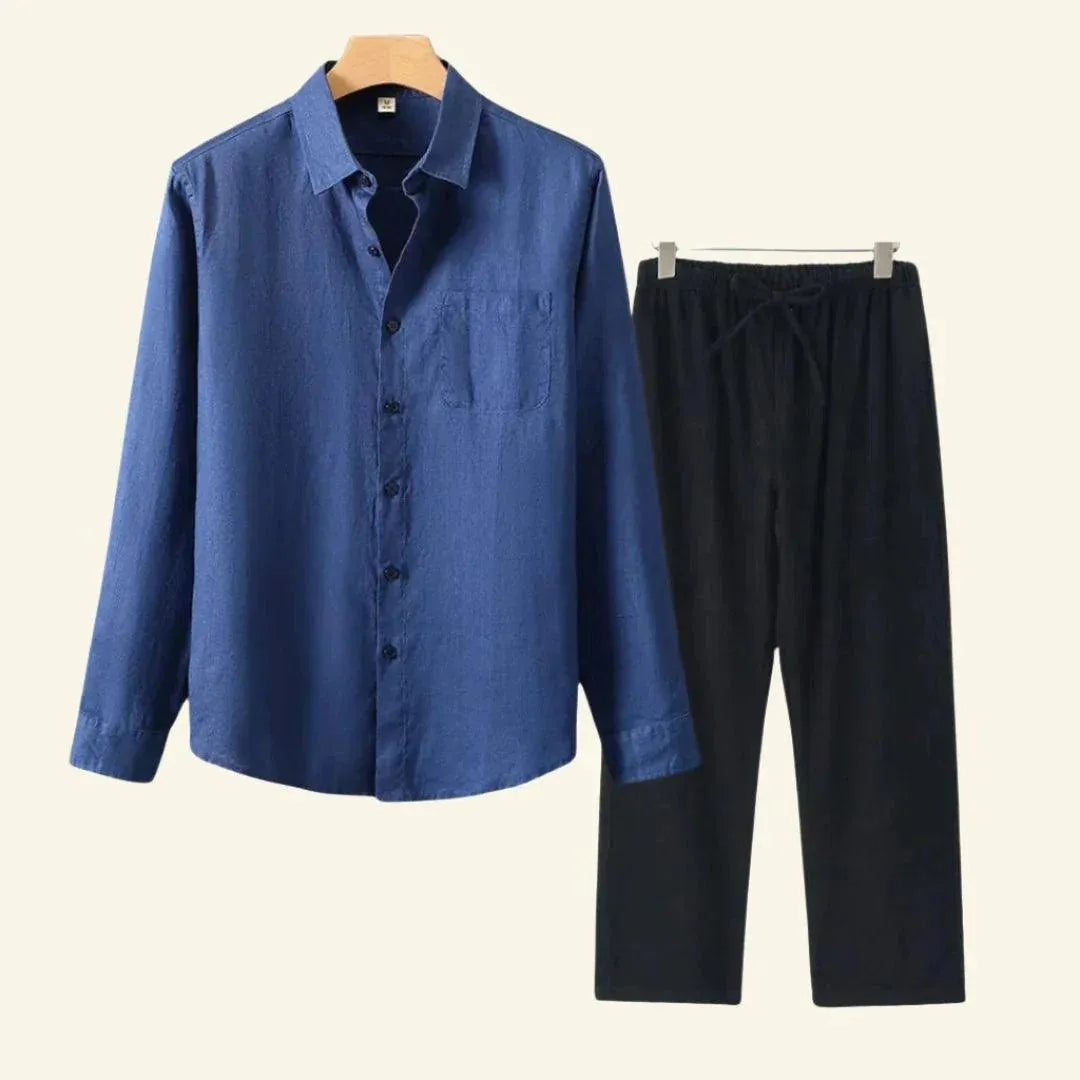 Men's Short-Sleeved Shirt and Trousers Separates Set — Classic Coordinates for Smart Casual Occasions | Koossa