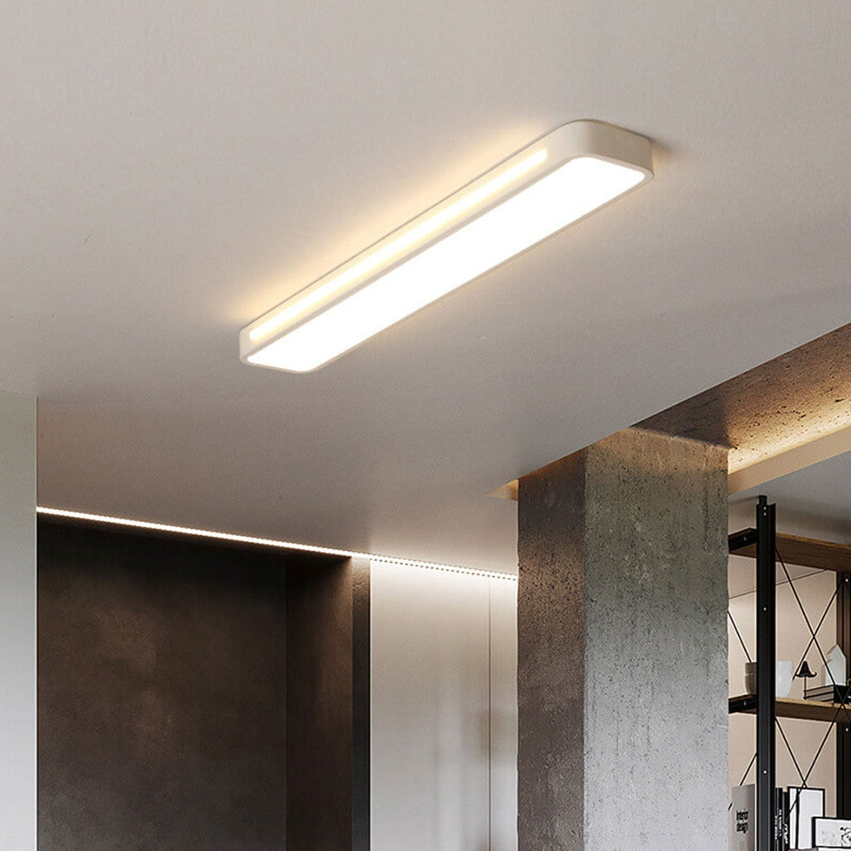 Low-Profile LED Flush Mount Ceiling Light, 19-31 in Black or White Acrylic, Modern Hardwired Fixture for Bedroom, Hallway & Entryway | Lonoma