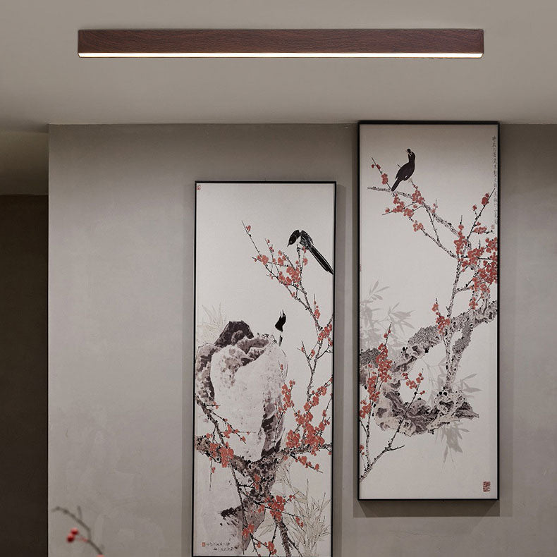 Plafonnier LED linéaire en bois 60-120 cm aluminium blanc chaud neutre froid avec diffuseur acrylique moderne | Koossa