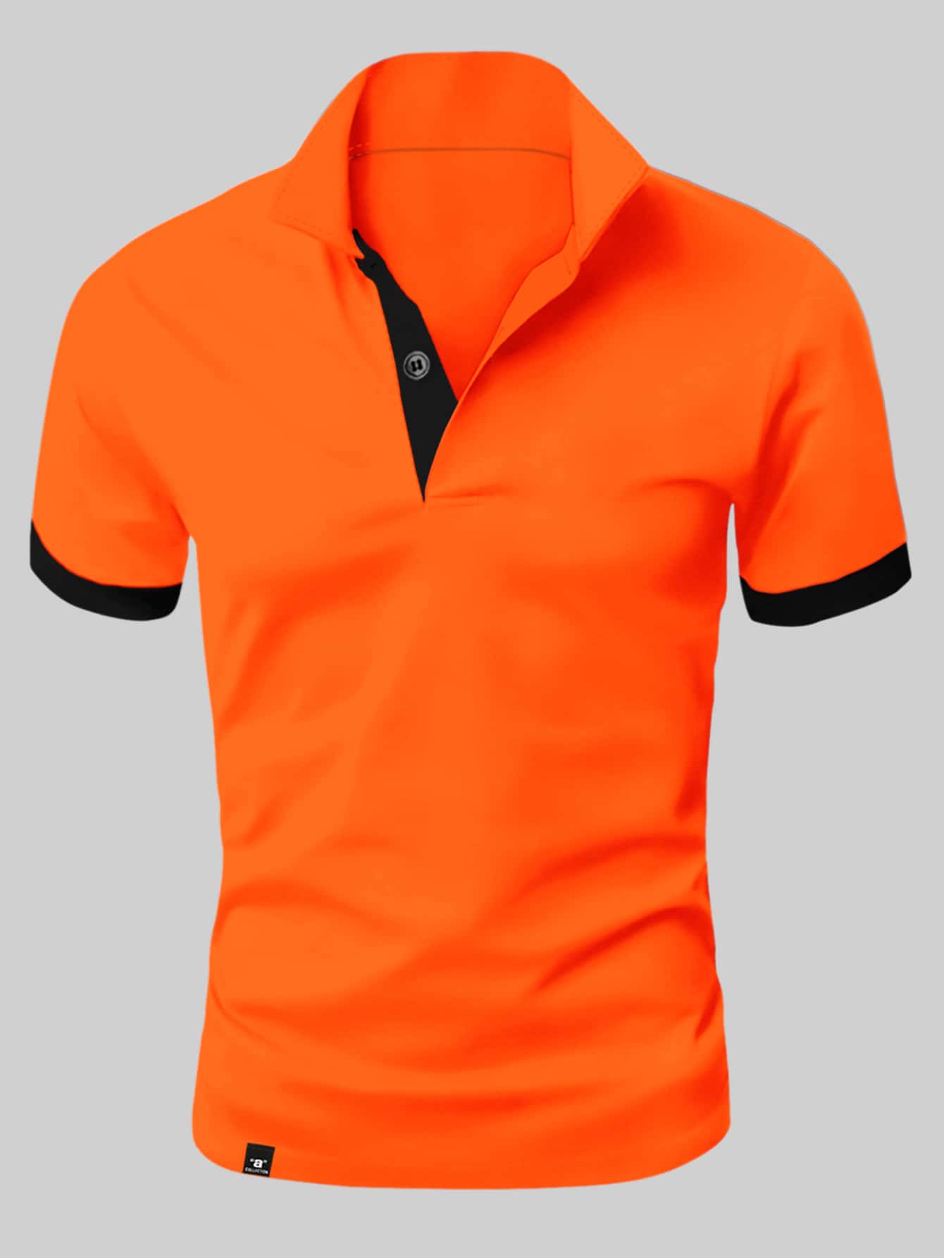 Men's Orange Slim Fit Henley T-Shirt — Short Sleeve Button-Neck Shirt for Summer Smart Casual & Leisure | Koossa