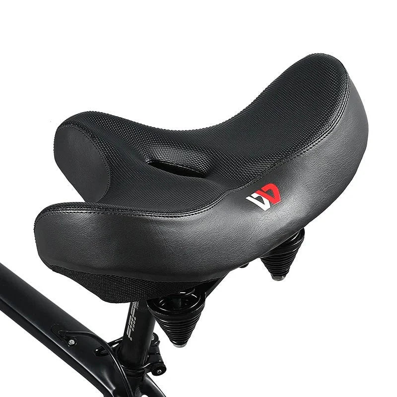 Wide Padded Bike Seat with Ergonomic Cutout, Black Synthetic Leather Bicycle Saddle for Cruiser, Mountain, Hybrid & Road Bikes | Lonoma