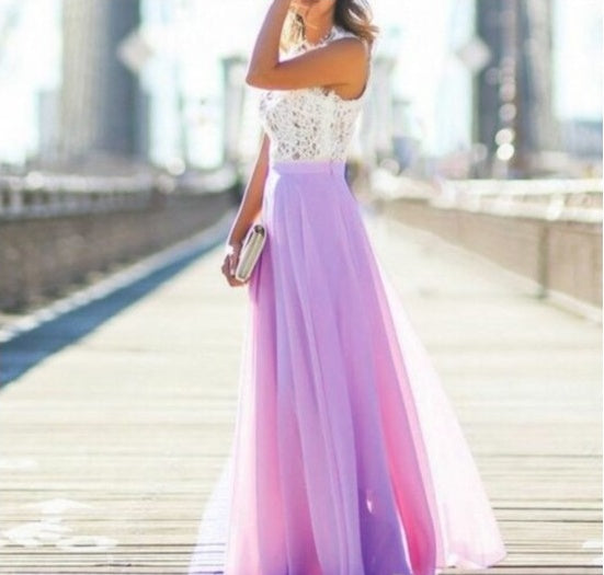 Women's Sleeveless Floral Lace Maxi Dress — Elegant Long Dress for Spring Weddings & Garden Parties | Koossa