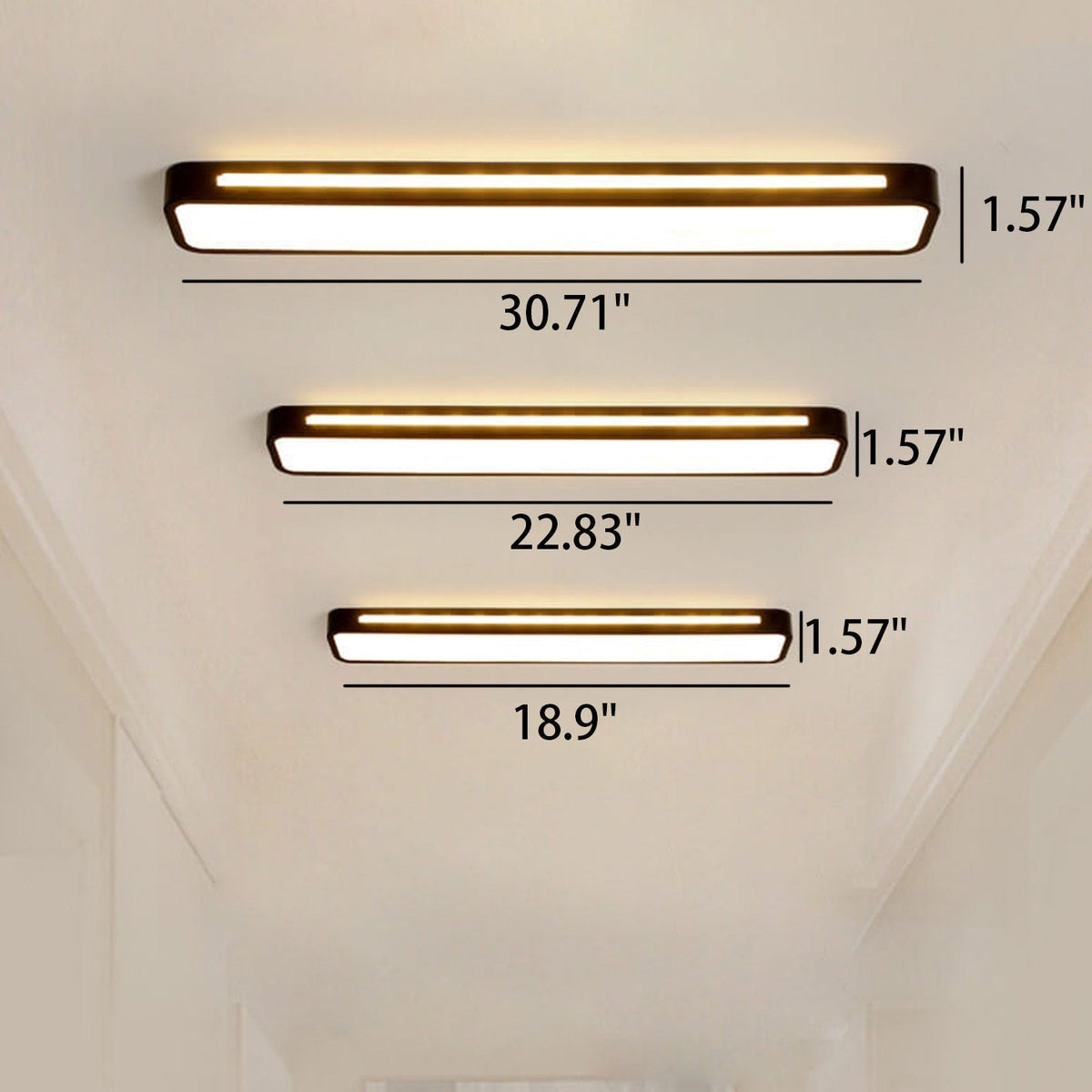 Low-Profile LED Flush Mount Ceiling Light, 19-31 in Black or White Acrylic, Modern Hardwired Fixture for Bedroom, Hallway & Entryway | Lonoma