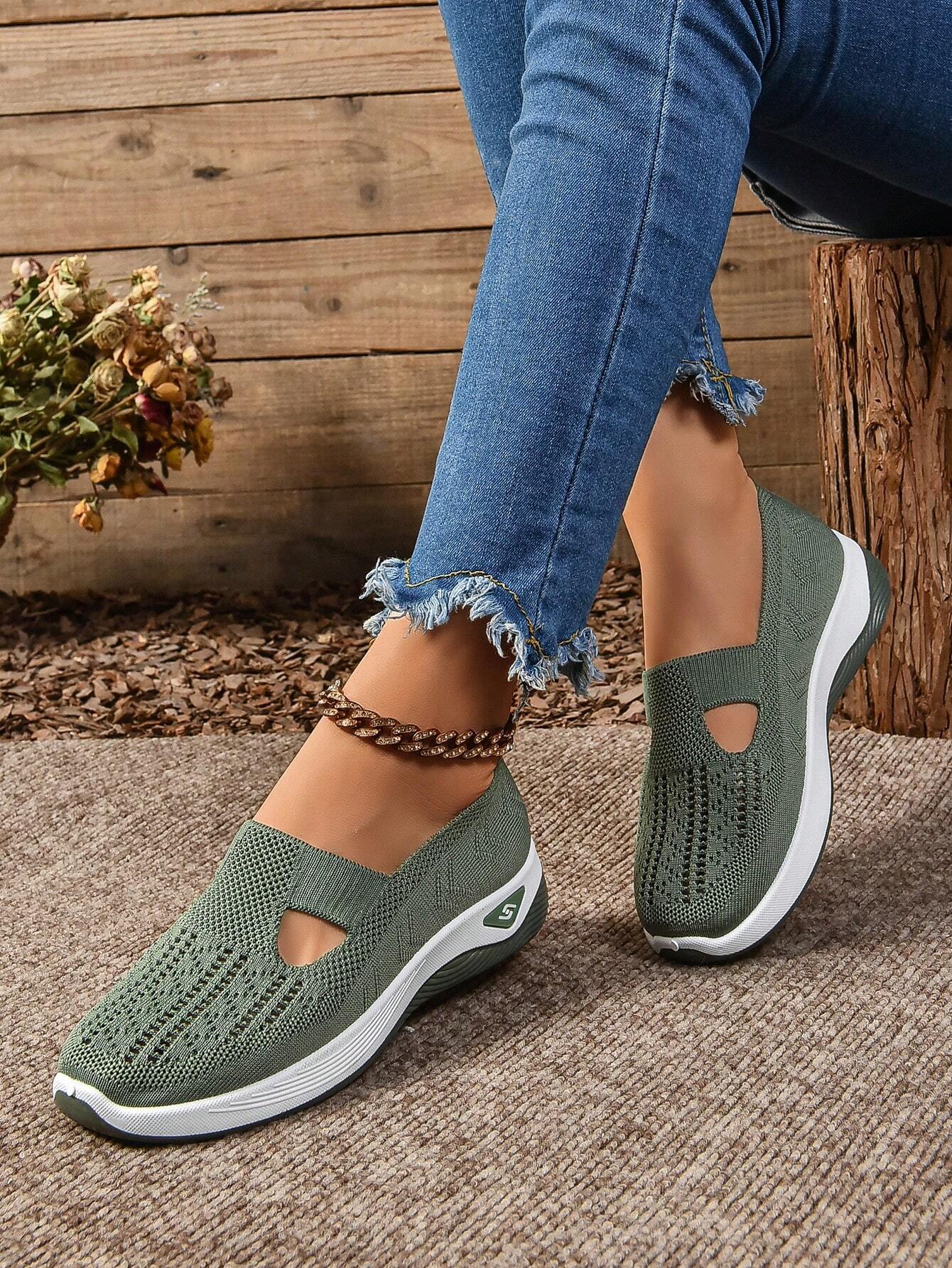 Women's Breathable Mesh Slip-On Walking Shoes in Black, Green, Red & Brown – Lightweight Summer Footwear | Koossa