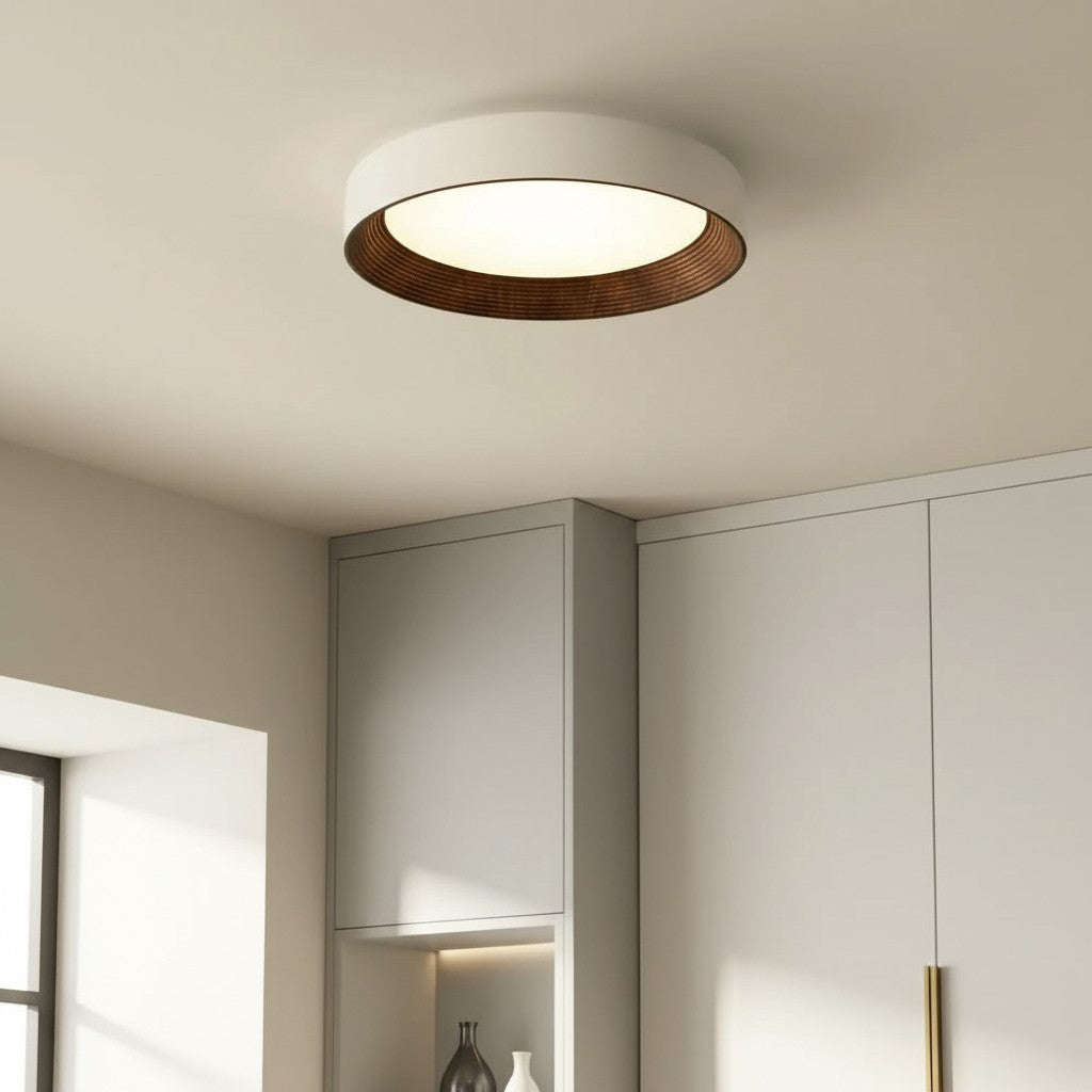 Plafonnier Rond Scandinave Bois et LED Intégrée – Lumière Douce Blanc Chaud – Esprit Nordic pour Chambre Hall | Koossa