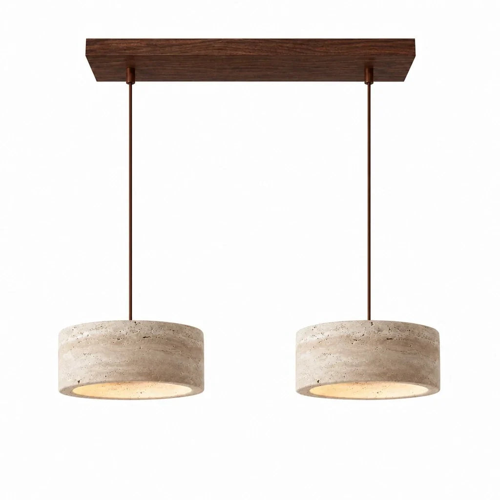 Suspension en Travertine Crème Naturel Style Wabi Sabi pour Salle à Manger Chambre Éclairage Doux Minimaliste | Koossa