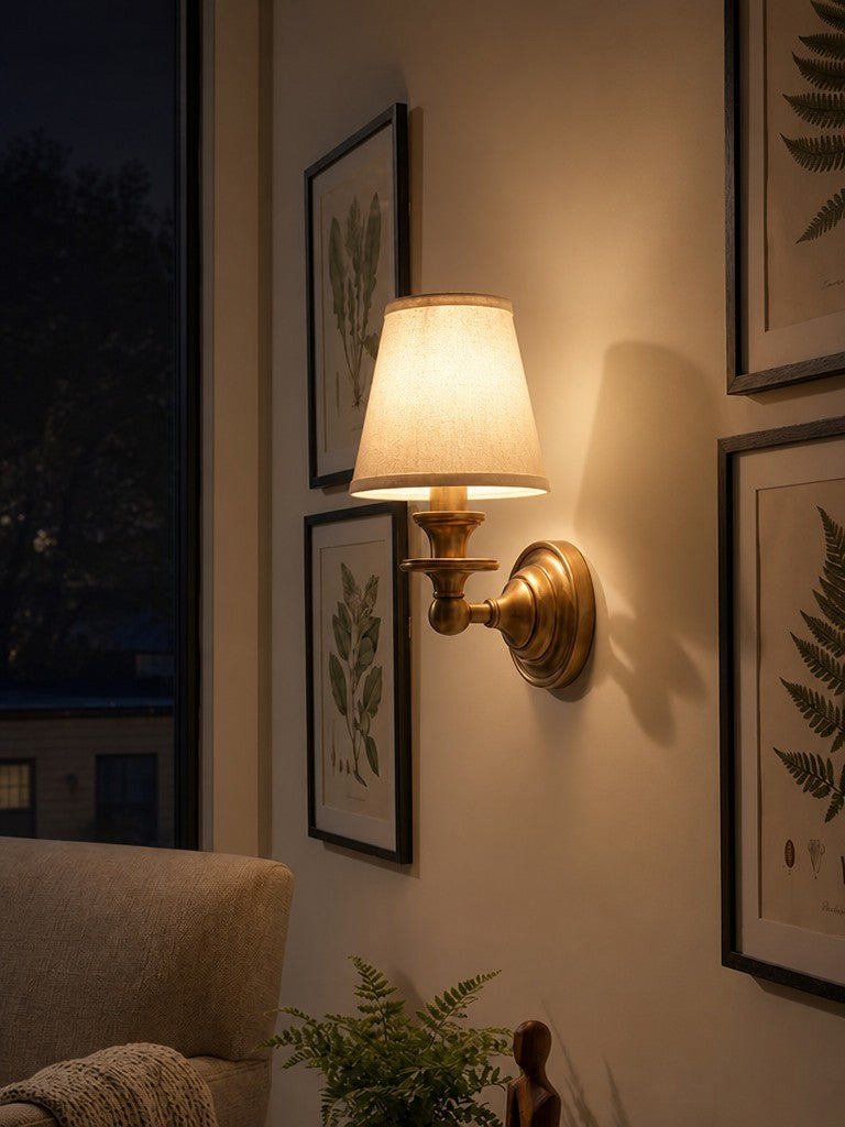 Adjustable Reading Wall Sconce with Fabric Shade & Gooseneck Arm – Wrought Iron Light for Bedroom, Living Room & Hallway | Lonoma