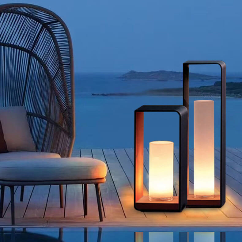 Modern Square LED Outdoor Light, Black Aluminum Garden Lamp, Warm White, Hardwired or Solar for Patio, Fence, Driveway & Yard | Lonoma