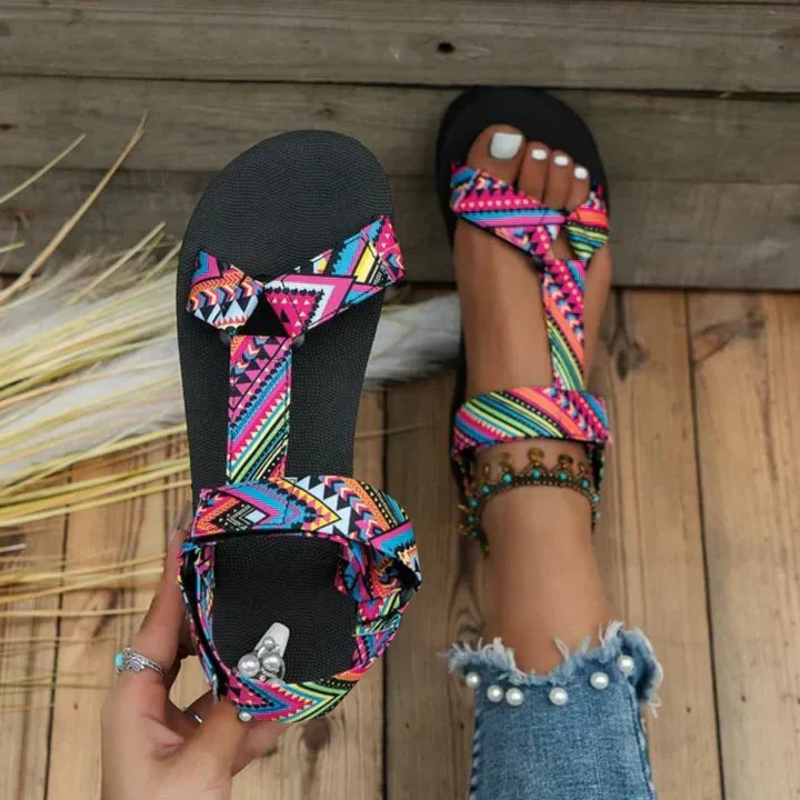 Women's Contoured Comfort Walking Sandals with Textured Grip Sole – Lightweight Open-Toe Summer Footwear for Active Days | Koossa