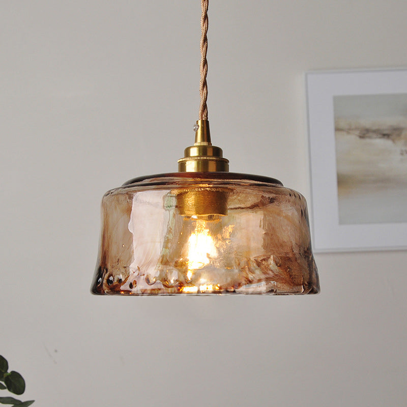 Amber Glass Globe Pendant Light, Brass Finish, 59 in Adjustable Cord – Hanging Single Bulb Ceiling Fixture for Kitchen Island, Dining Nook | Lonoma