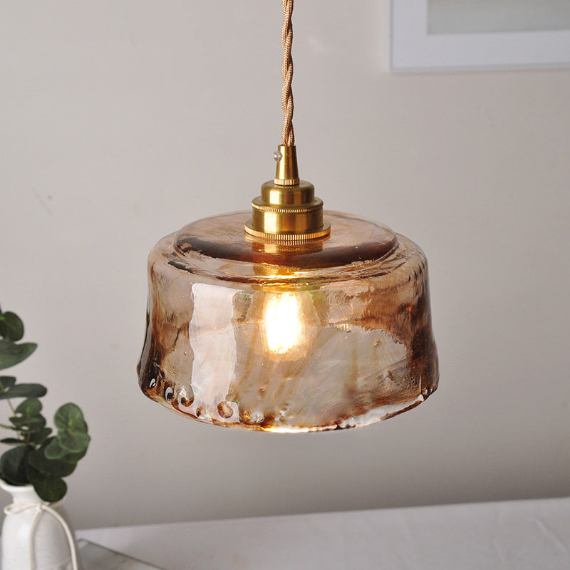 Amber Glass Globe Pendant Light, Brass Finish, 59 in Adjustable Cord – Hanging Single Bulb Ceiling Fixture for Kitchen Island, Dining Nook | Lonoma