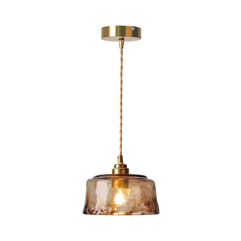 Amber Glass Globe Pendant Light, Brass Finish, 59 in Adjustable Cord – Hanging Single Bulb Ceiling Fixture for Kitchen Island, Dining Nook | Lonoma