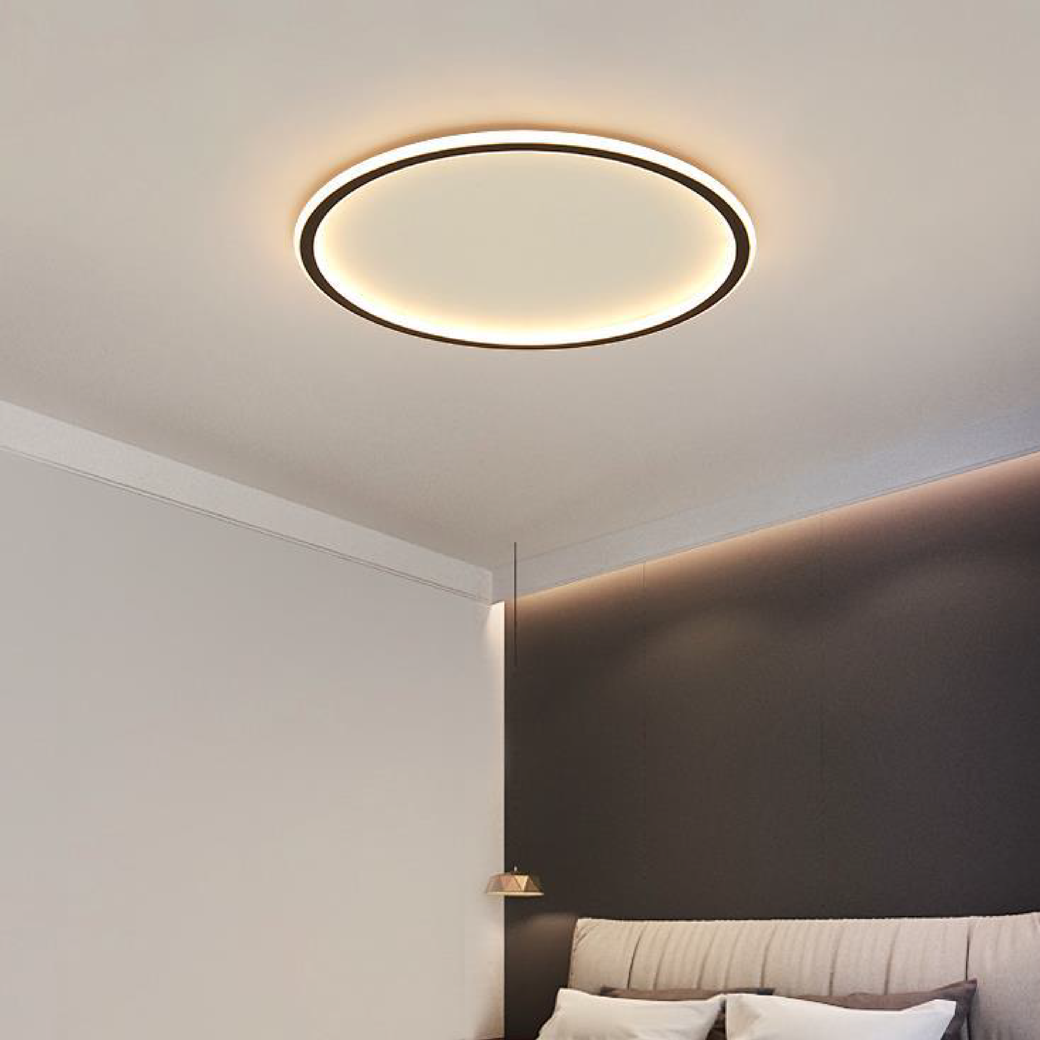 Plafonnier Rond Design Scandinave LED Intégrée Blanc Chaud Aluminium Fer Moderne Minimaliste pour Salon | Koossa