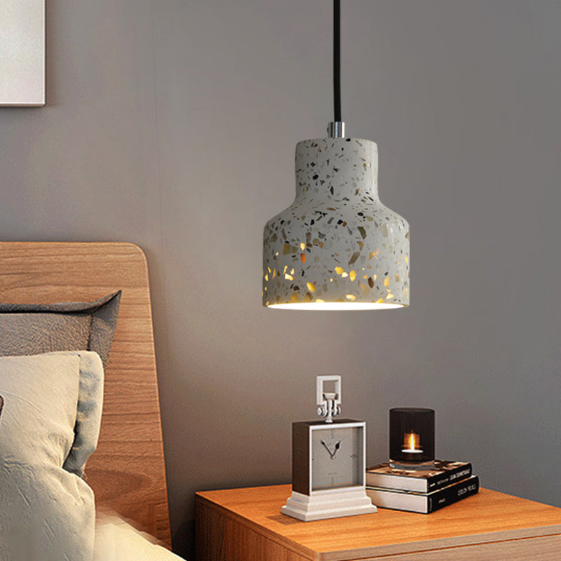 Terrazzo Cement Pendant Light, Single Bulb Downlight with Adjustable Cord for Kitchen Island, Entryway, Dining Room, Modern Industrial | Lonoma