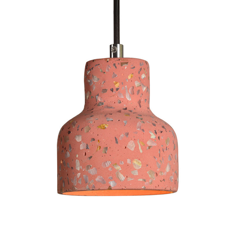 Terrazzo Cement Pendant Light, Single Bulb Downlight with Adjustable Cord for Kitchen Island, Entryway, Dining Room, Modern Industrial | Lonoma