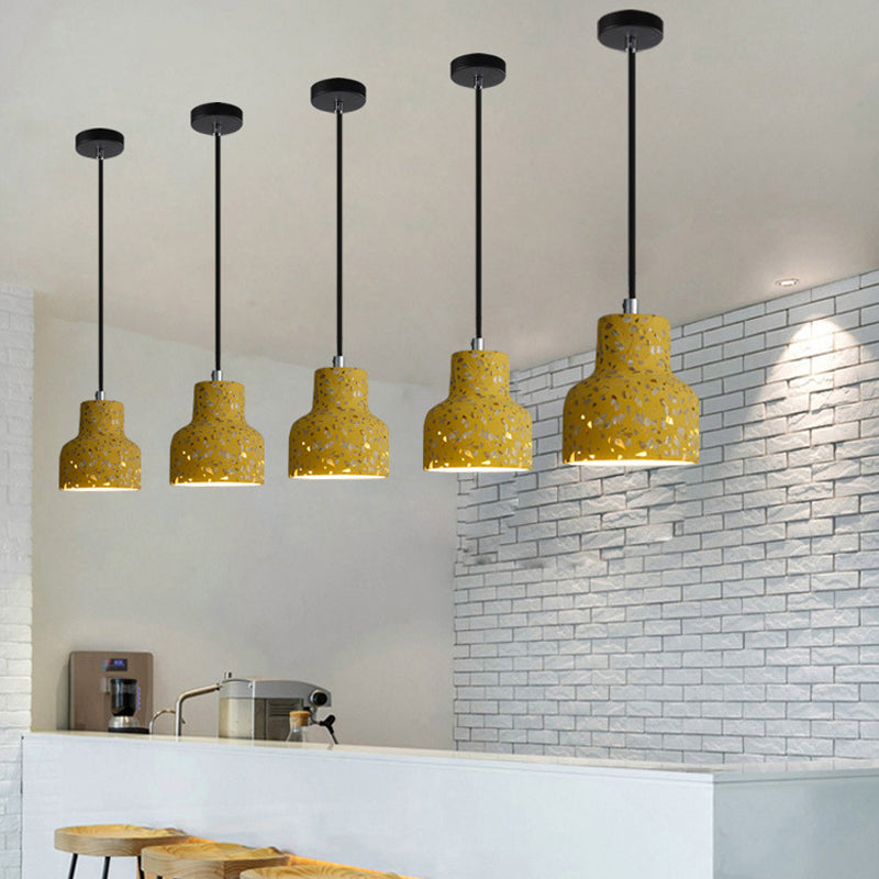 Terrazzo Cement Pendant Light, Single Bulb Downlight with Adjustable Cord for Kitchen Island, Entryway, Dining Room, Modern Industrial | Lonoma