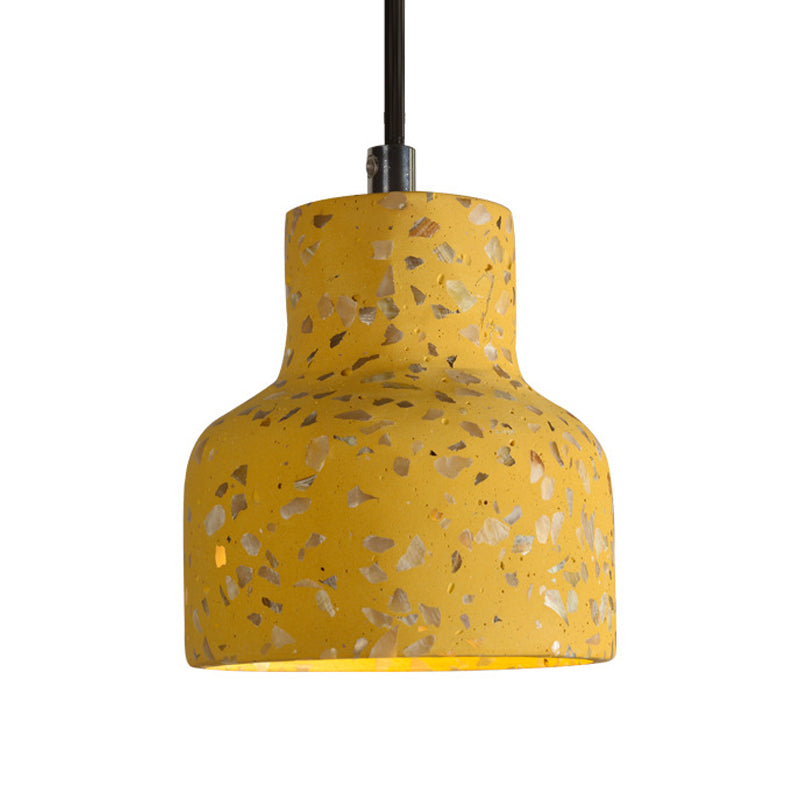 Terrazzo Cement Pendant Light, Single Bulb Downlight with Adjustable Cord for Kitchen Island, Entryway, Dining Room, Modern Industrial | Lonoma