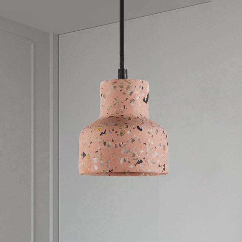 Terrazzo Cement Pendant Light, Single Bulb Downlight with Adjustable Cord for Kitchen Island, Entryway, Dining Room, Modern Industrial | Lonoma