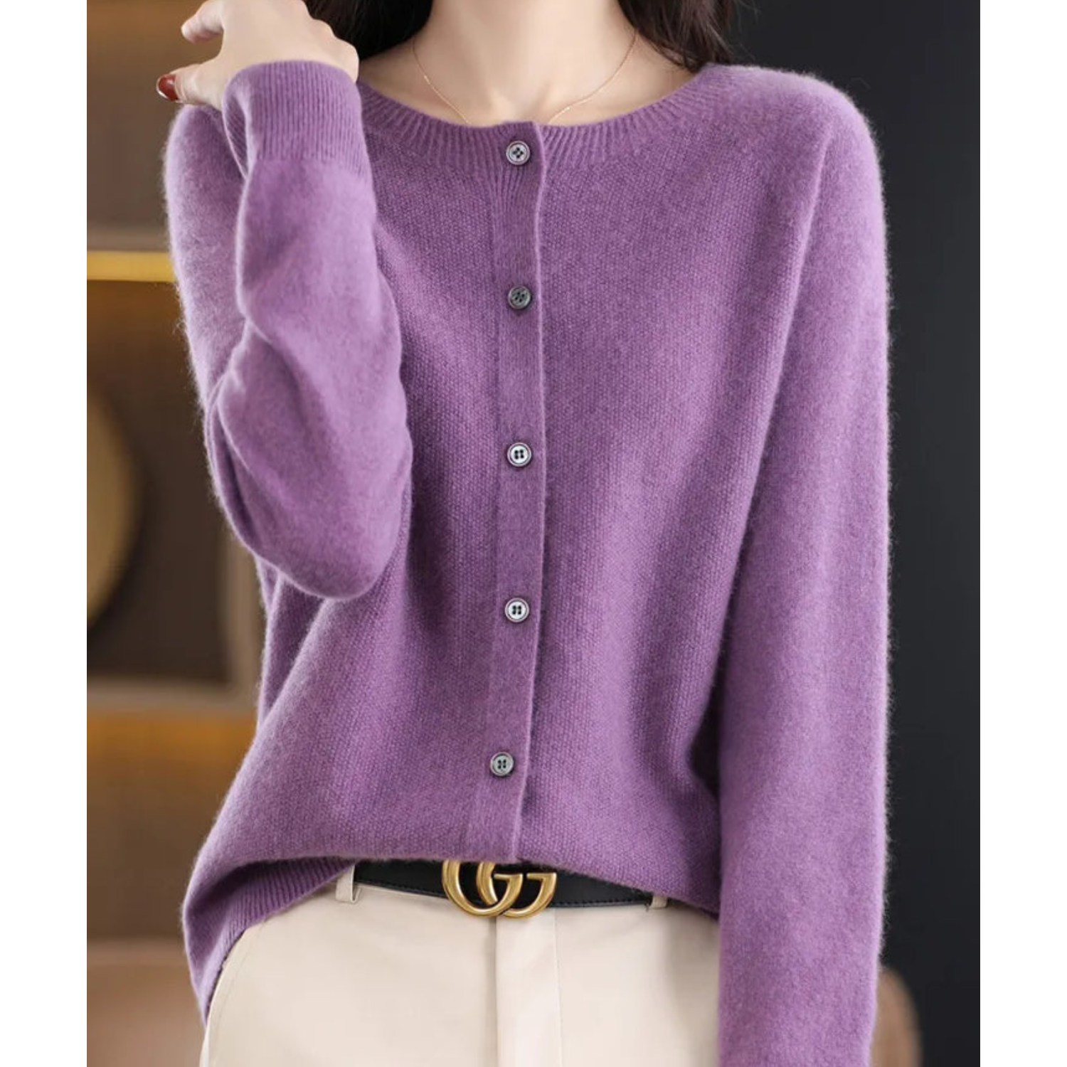 Women's Round Neck Cardigan — Classic Button-Front Knitwear for Layering & Everyday Elegance | Koossa