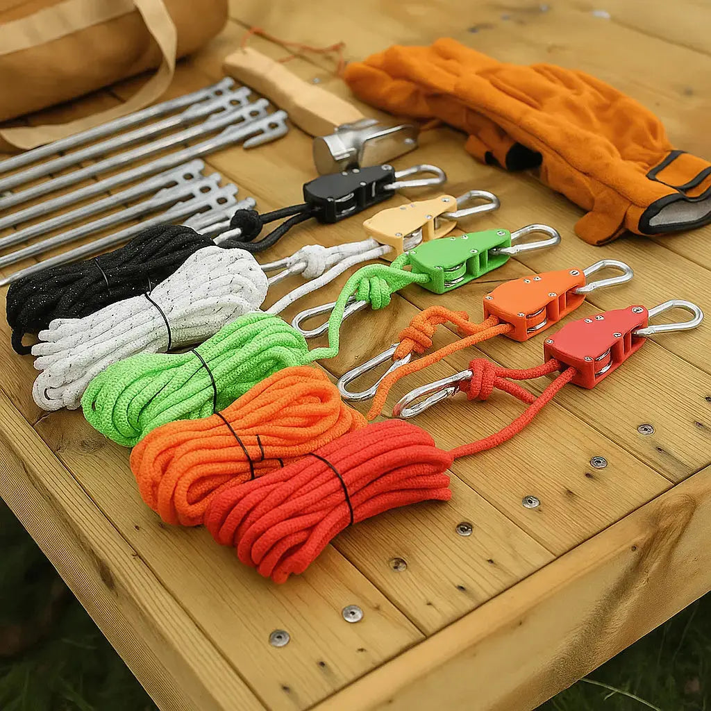 Corde de haubanage réfléchissante à poulies 4 m mousquetons inox camping tente bâche jardin randonnée | Koossa