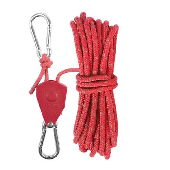 Corde de haubanage réfléchissante à poulies 4 m mousquetons inox camping tente bâche jardin randonnée | Koossa