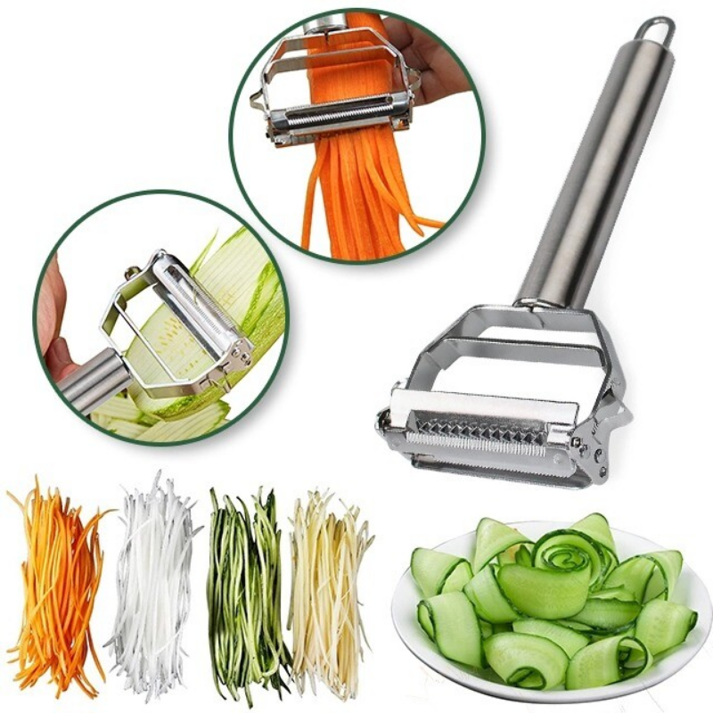 Éplucheur professionnel inox double lame pour légumes julienne cuisine rapide saine créative fait maison | Koossa