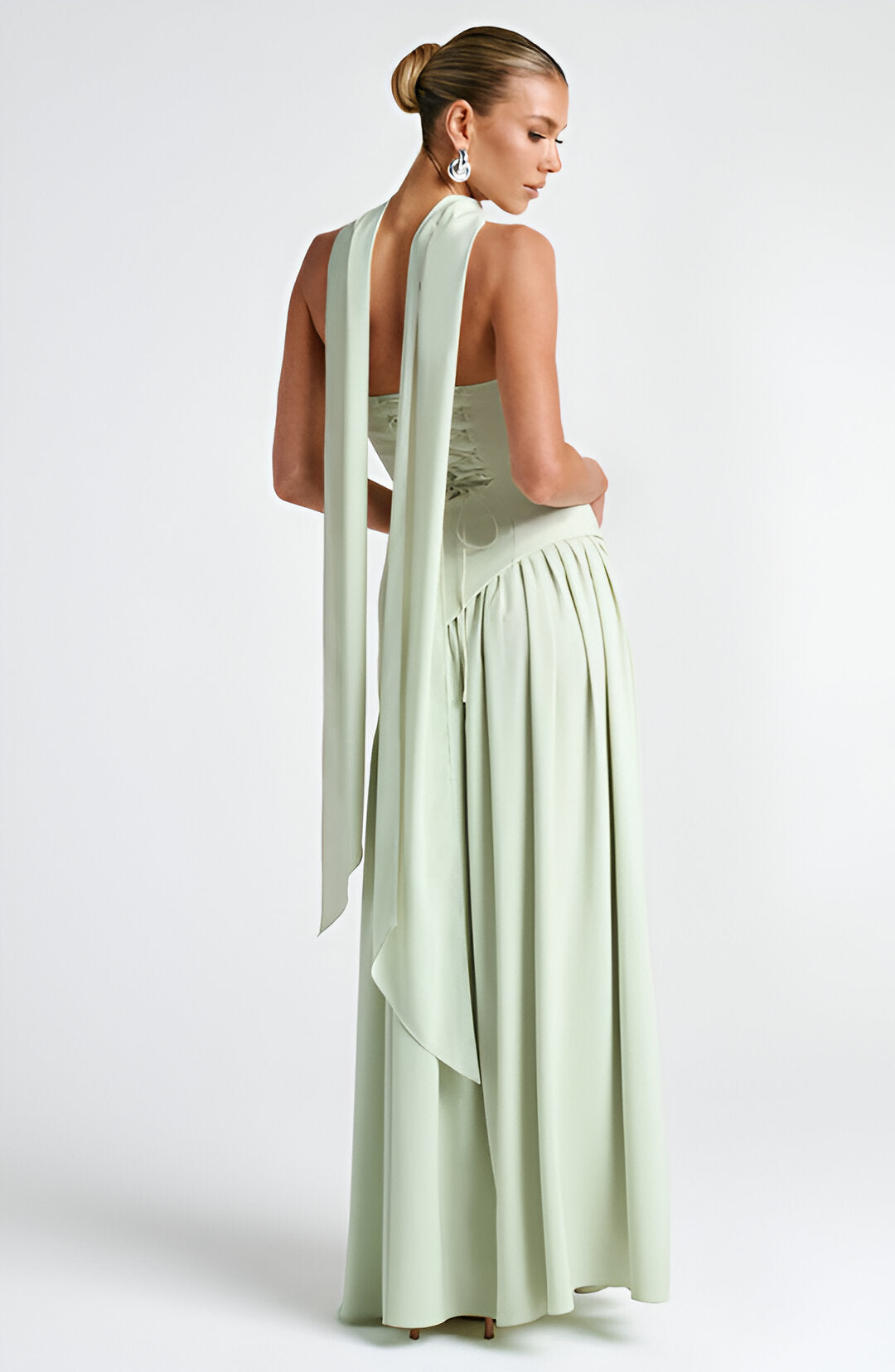 Women's Backless Maxi Dress with Delicate Straps — Elegant Evening Dress for Summer Occasions & Special Events | Koossa