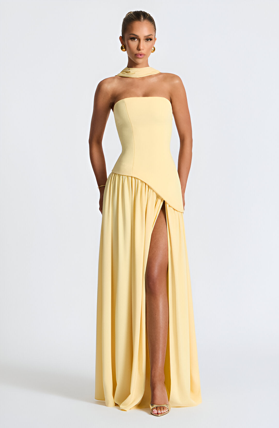 Women's Backless Maxi Dress with Delicate Straps — Elegant Evening Dress for Summer Occasions & Special Events | Koossa