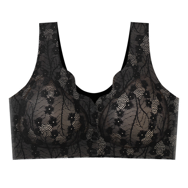 Front Closure Wireless Bra for Women, Soft Support, Stretch Nylon Fabric, Easy Button Front Comfort Bra for Everyday Wear | Lonoma