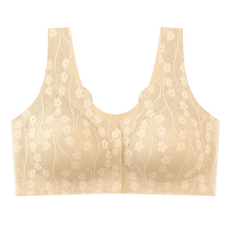 Front Closure Wireless Bra for Women, Soft Support, Stretch Nylon Fabric, Easy Button Front Comfort Bra for Everyday Wear | Lonoma