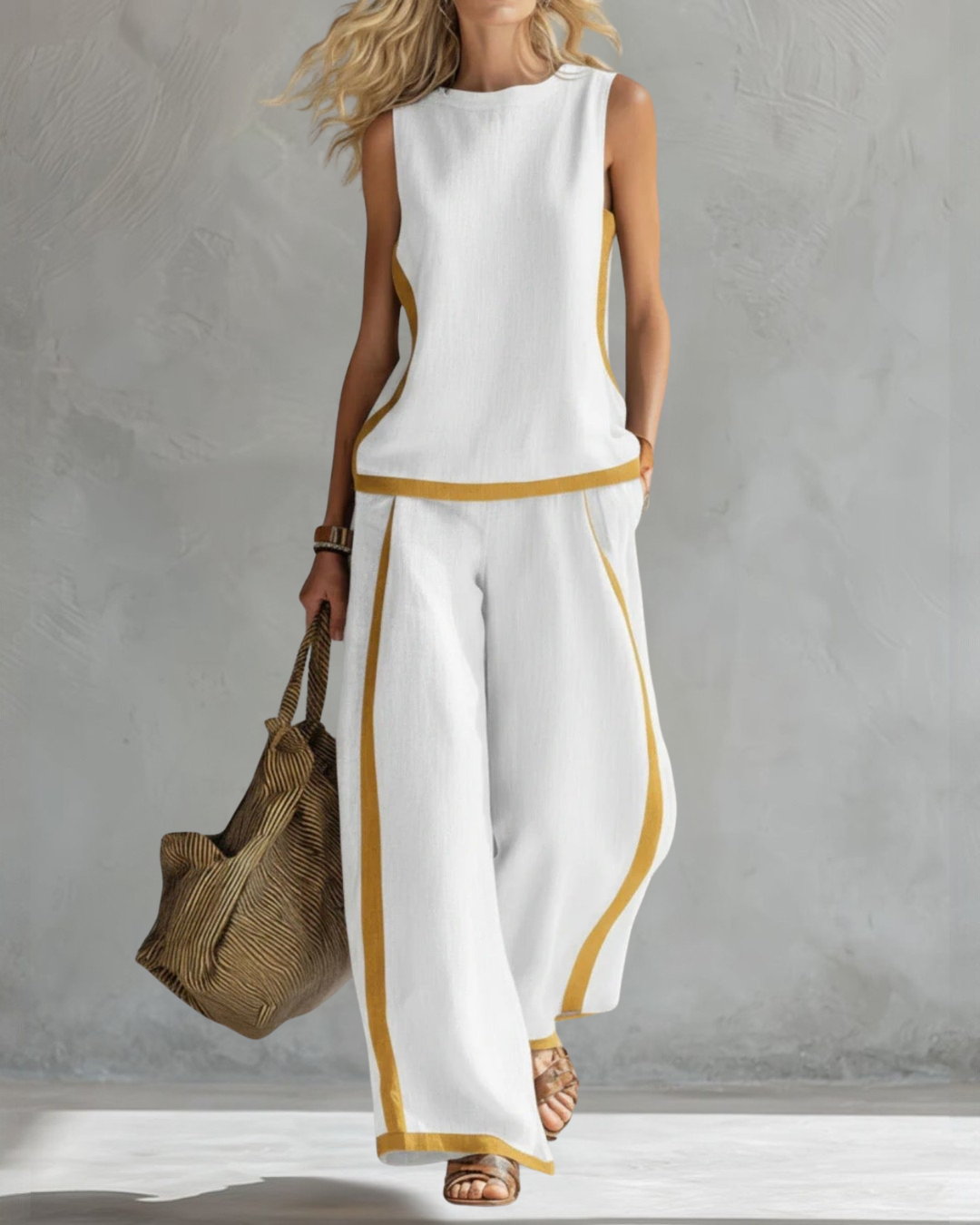 Women's Sleeveless Top and Wide-Leg Trouser Co-ord in Six Colours for Work and Leisure | Koossa